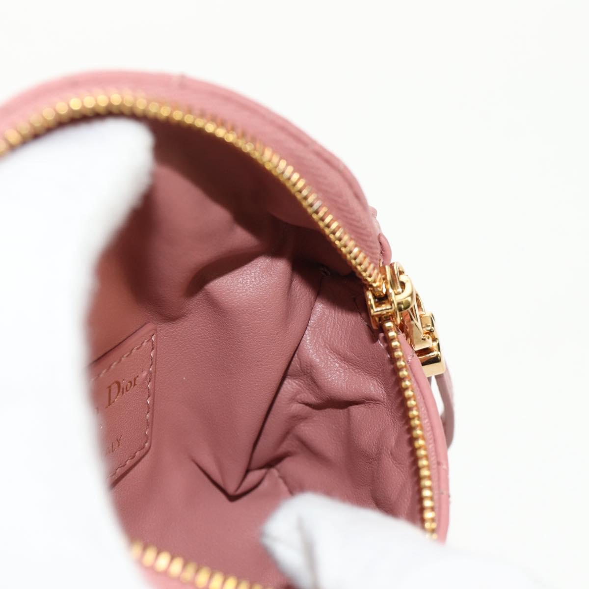 Christian Dior Canage Pouch Lamb Skin Pink Gold Auth bs31470SAV