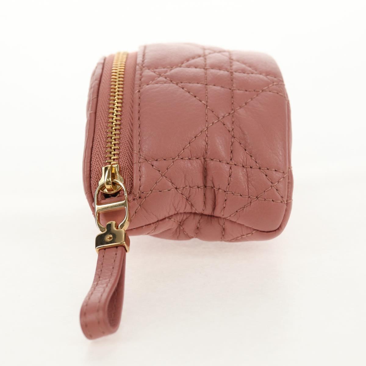 Christian Dior Canage Pouch Lamb Skin Pink Gold Auth bs31470SAV