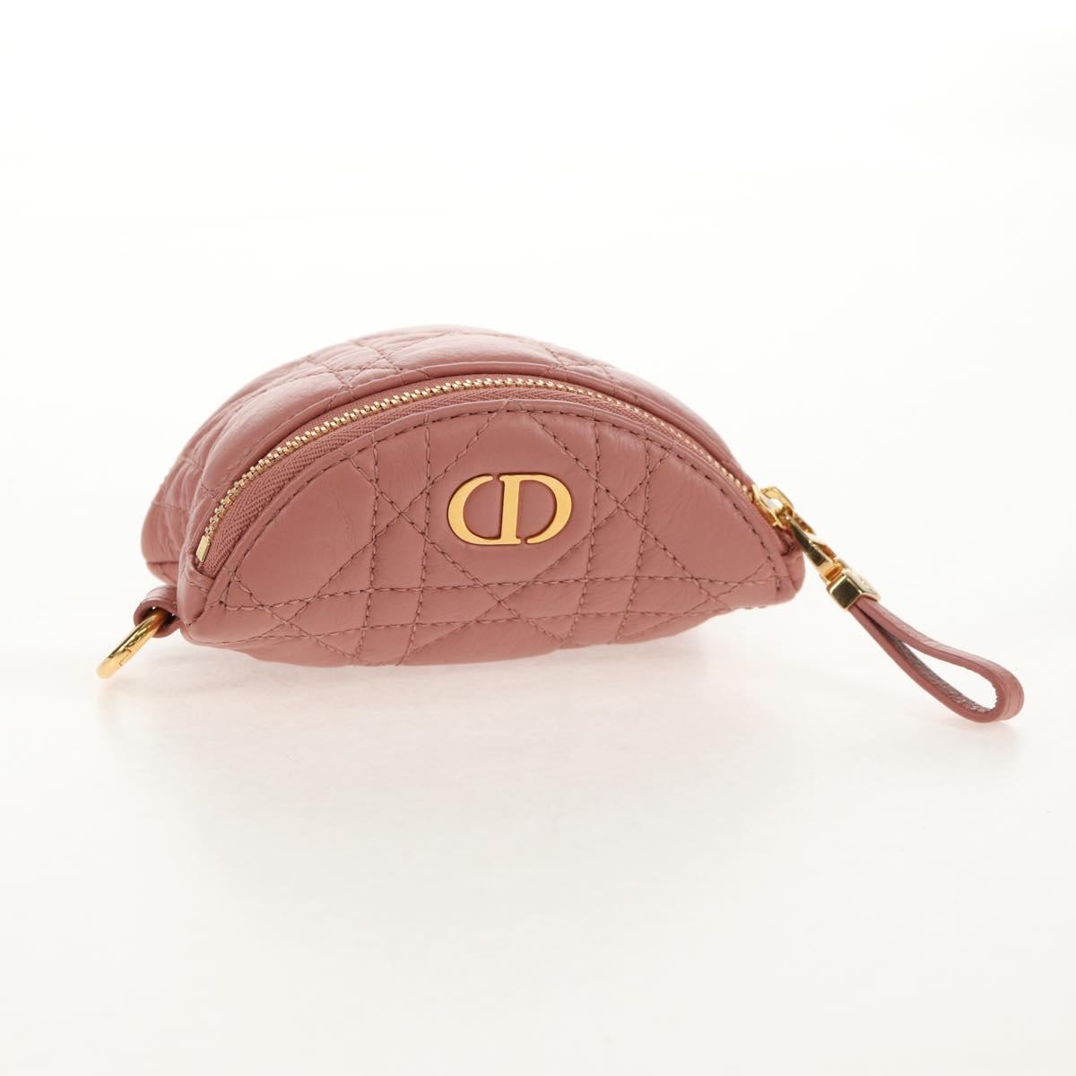 Christian Dior Canage Pouch Lamb Skin Pink Gold Auth bs31470SAV