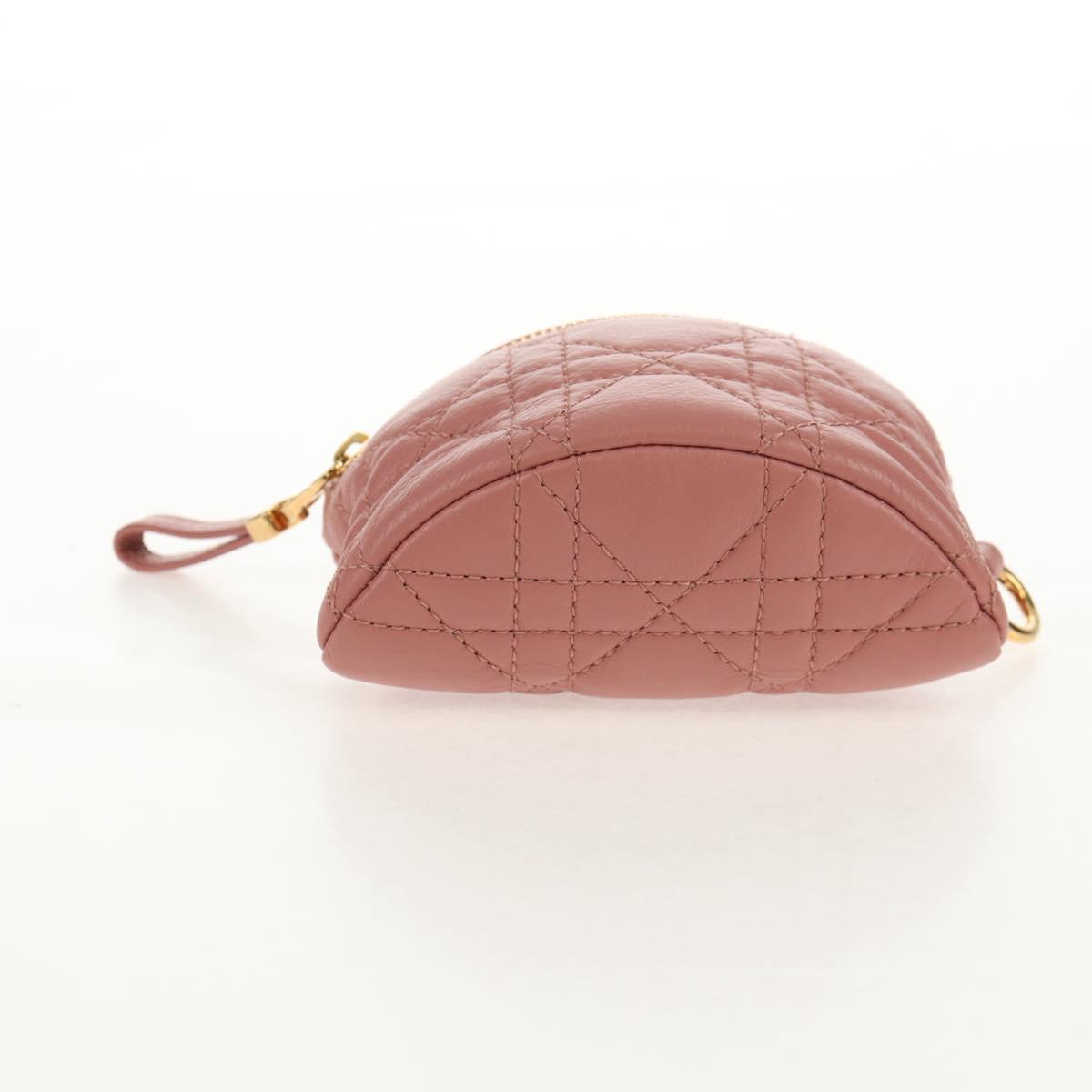 Christian Dior Canage Pouch Lamb Skin Pink Gold Auth bs31470SAV