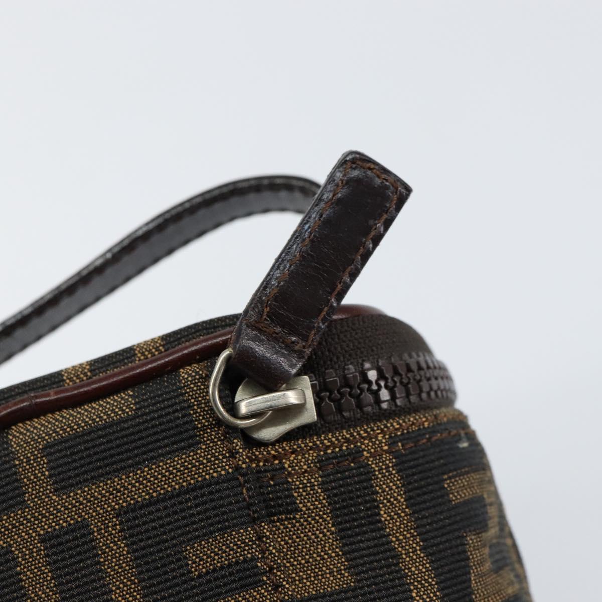FENDI Zucca Canvas Pouch Pouch Black Brown Auth bs31471