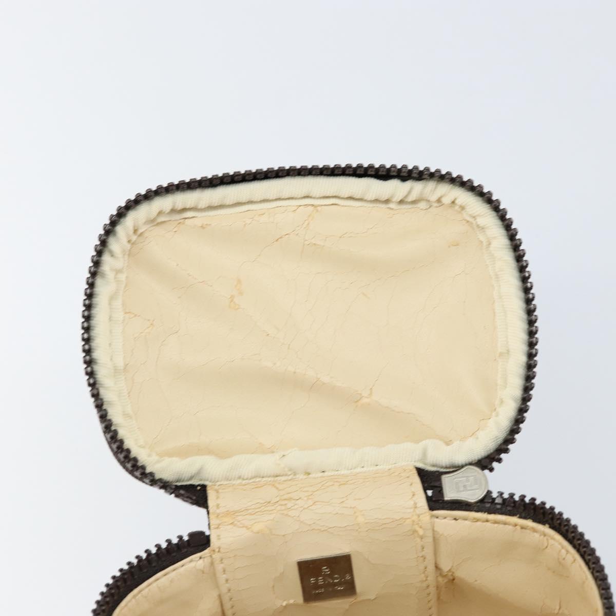 FENDI Zucca Canvas Pouch Pouch Black Brown Auth bs31471