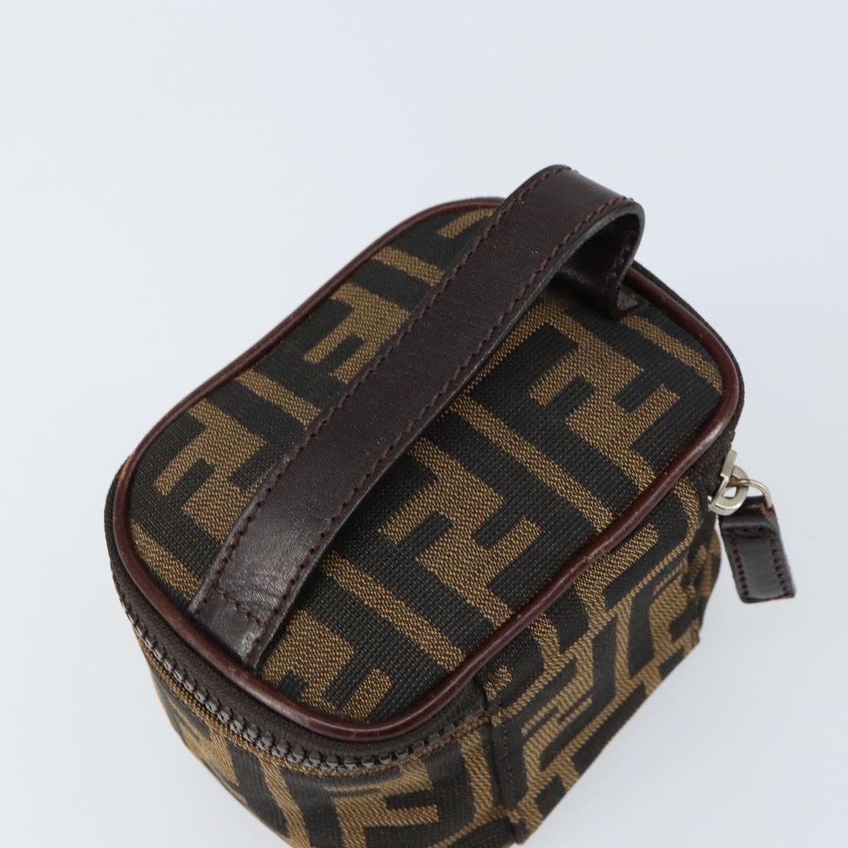 FENDI Zucca Canvas Pouch Pouch Black Brown Auth bs31471