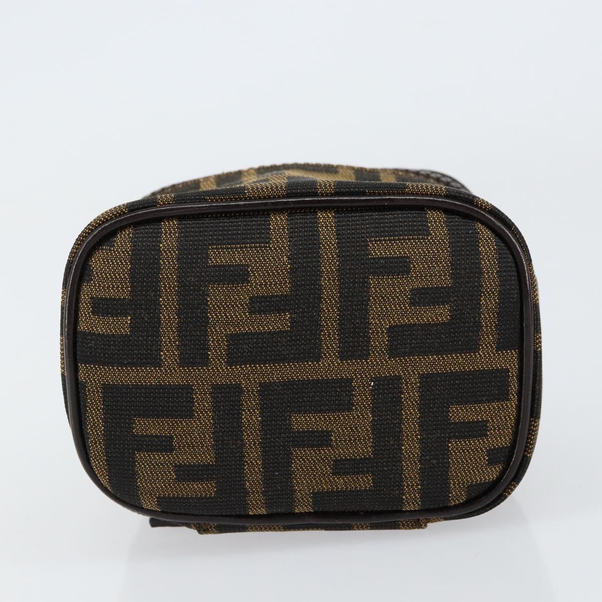 FENDI Zucca Canvas Pouch Pouch Black Brown Auth bs31471