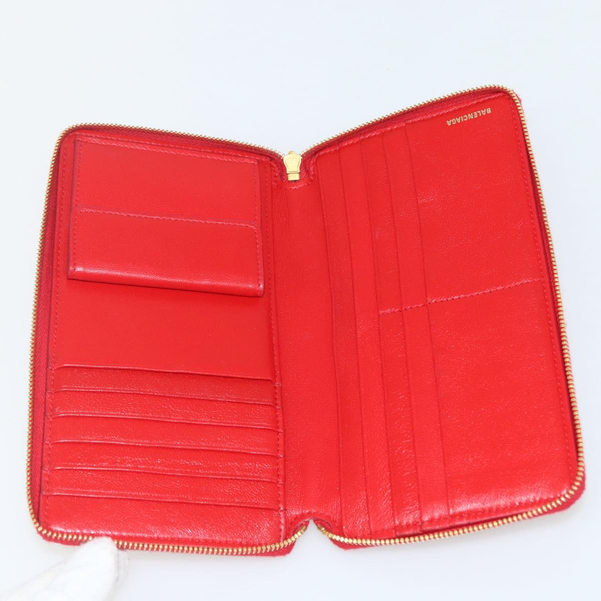 BALENCIAGA Long Wallet Enamel Red 553884 Auth bs31472