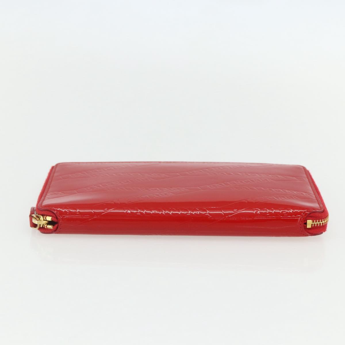 BALENCIAGA Long Wallet Enamel Red 553884 Auth bs31472