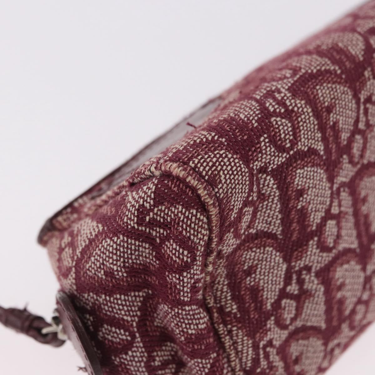 Christian Dior Trotter Canvas Pouch Red Silver Auth bs31473