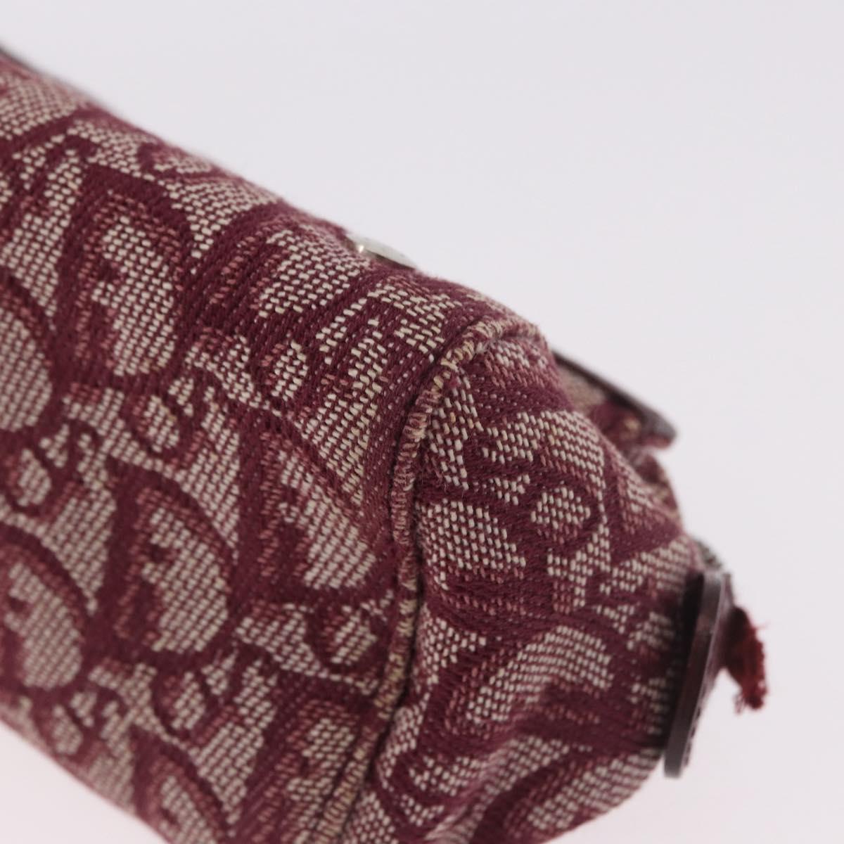 Christian Dior Trotter Canvas Pouch Red Silver Auth bs31473