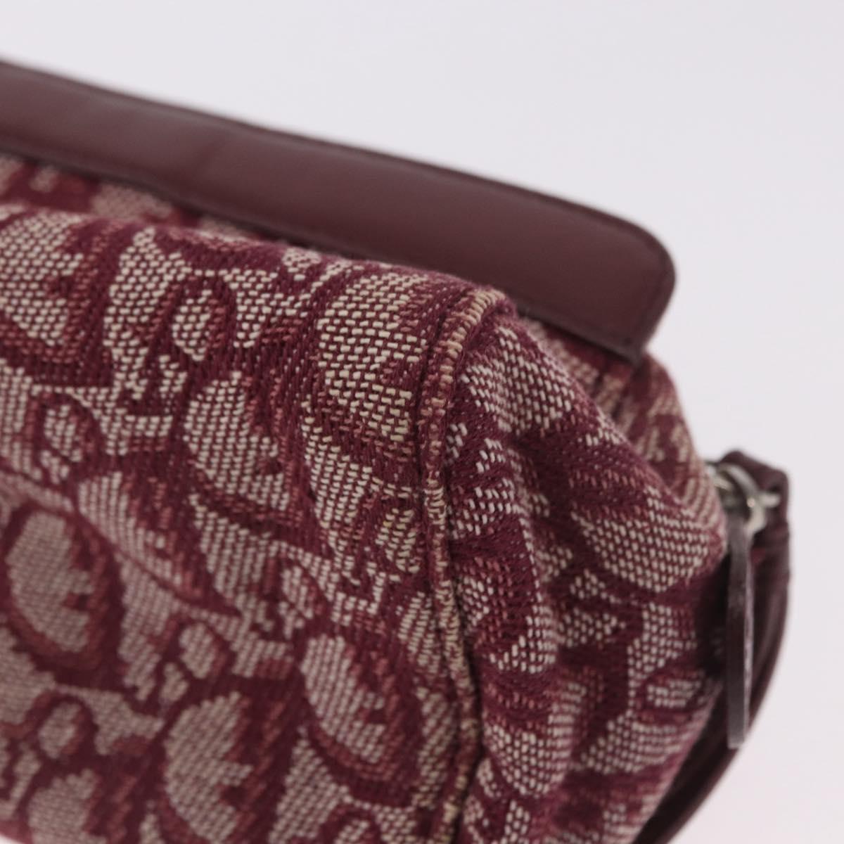 Christian Dior Trotter Canvas Pouch Red Silver Auth bs31473