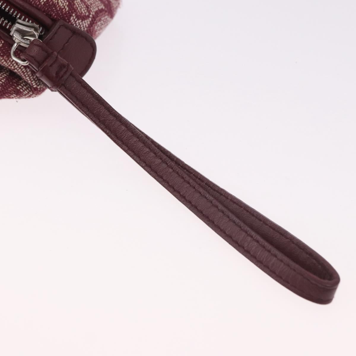 Christian Dior Trotter Canvas Pouch Red Silver Auth bs31473