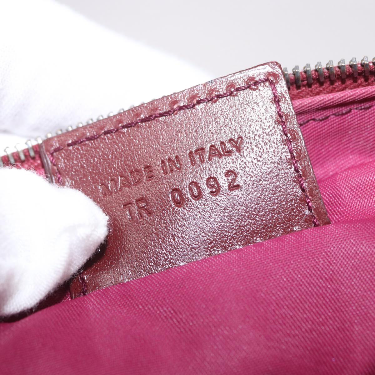 Christian Dior Trotter Canvas Pouch Red Silver Auth bs31473