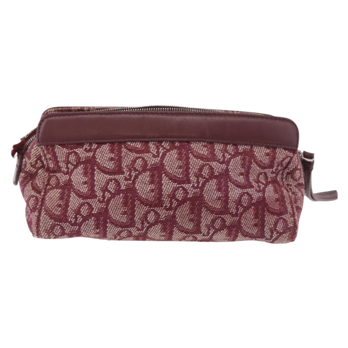 Christian Dior Trotter Canvas Pouch Red Silver Auth bs31473