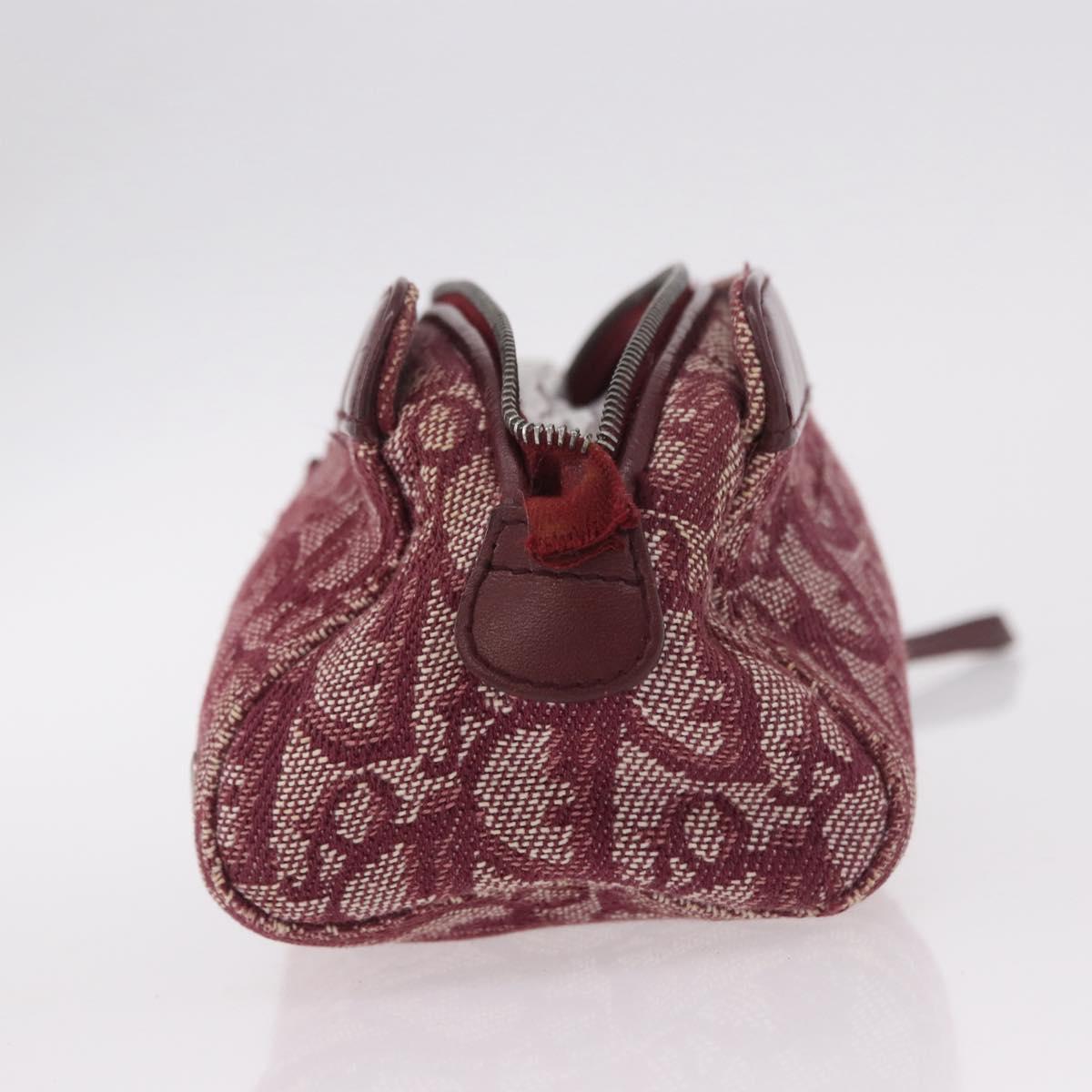 Christian Dior Trotter Canvas Pouch Red Silver Auth bs31473