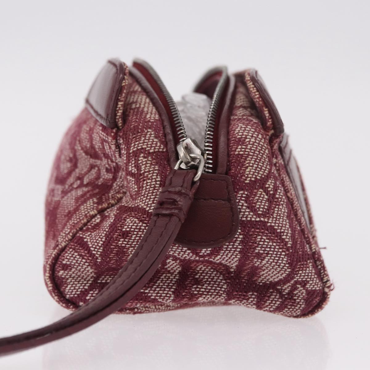 Christian Dior Trotter Canvas Pouch Red Silver Auth bs31473
