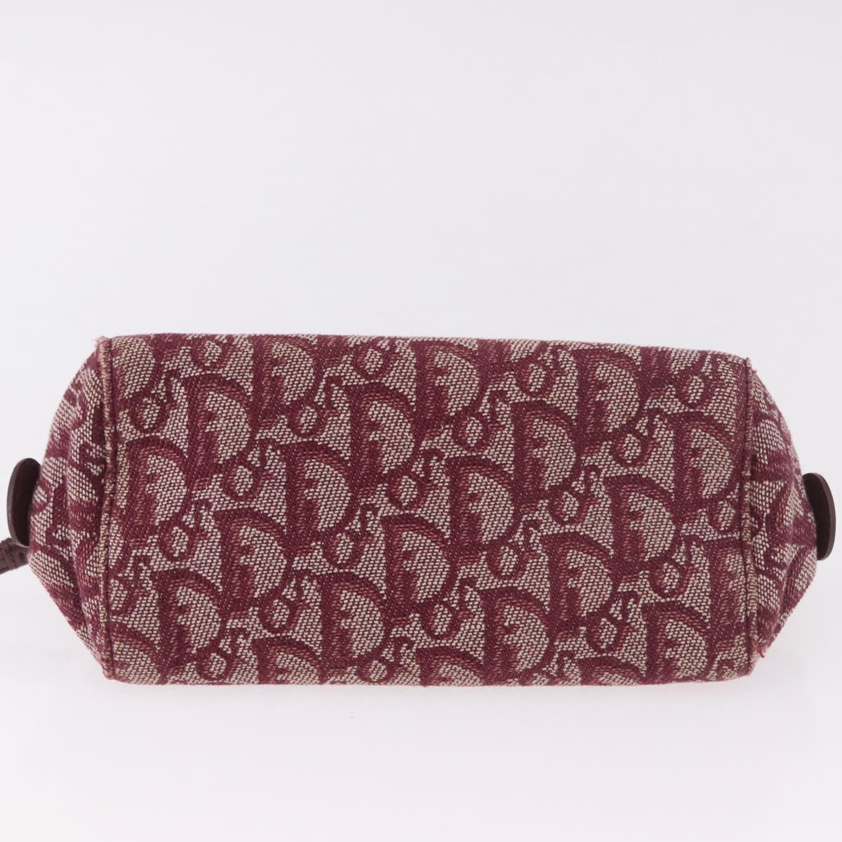 Christian Dior Trotter Canvas Pouch Red Silver Auth bs31473
