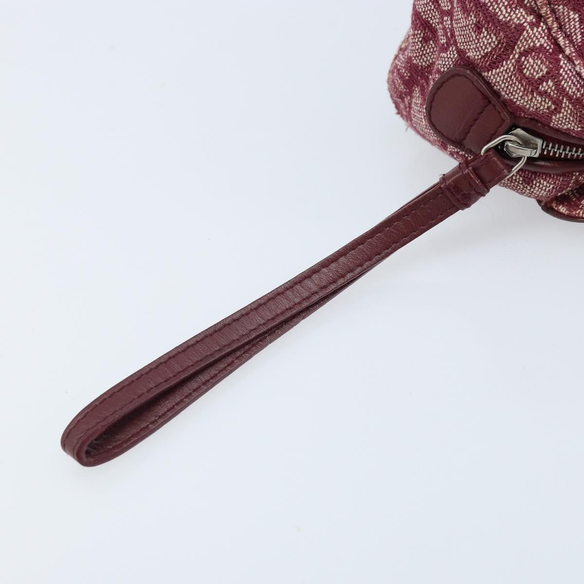 Christian Dior Trotter Canvas Pouch Red Silver Auth bs31473V