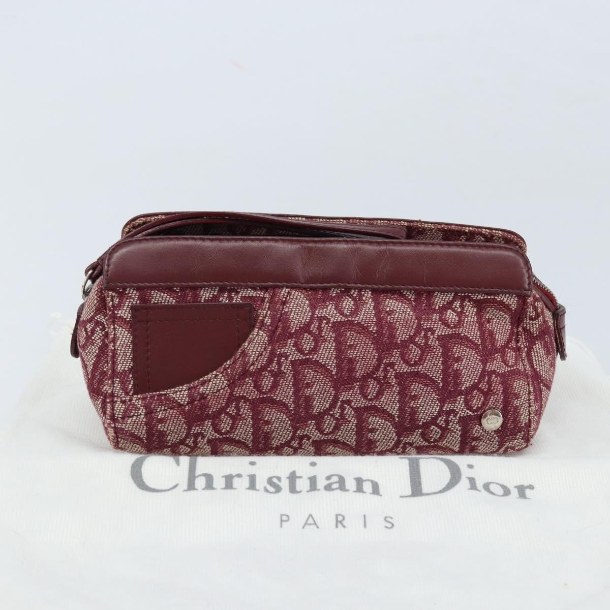 Christian Dior Trotter Canvas Pouch Red Silver Auth bs31473V