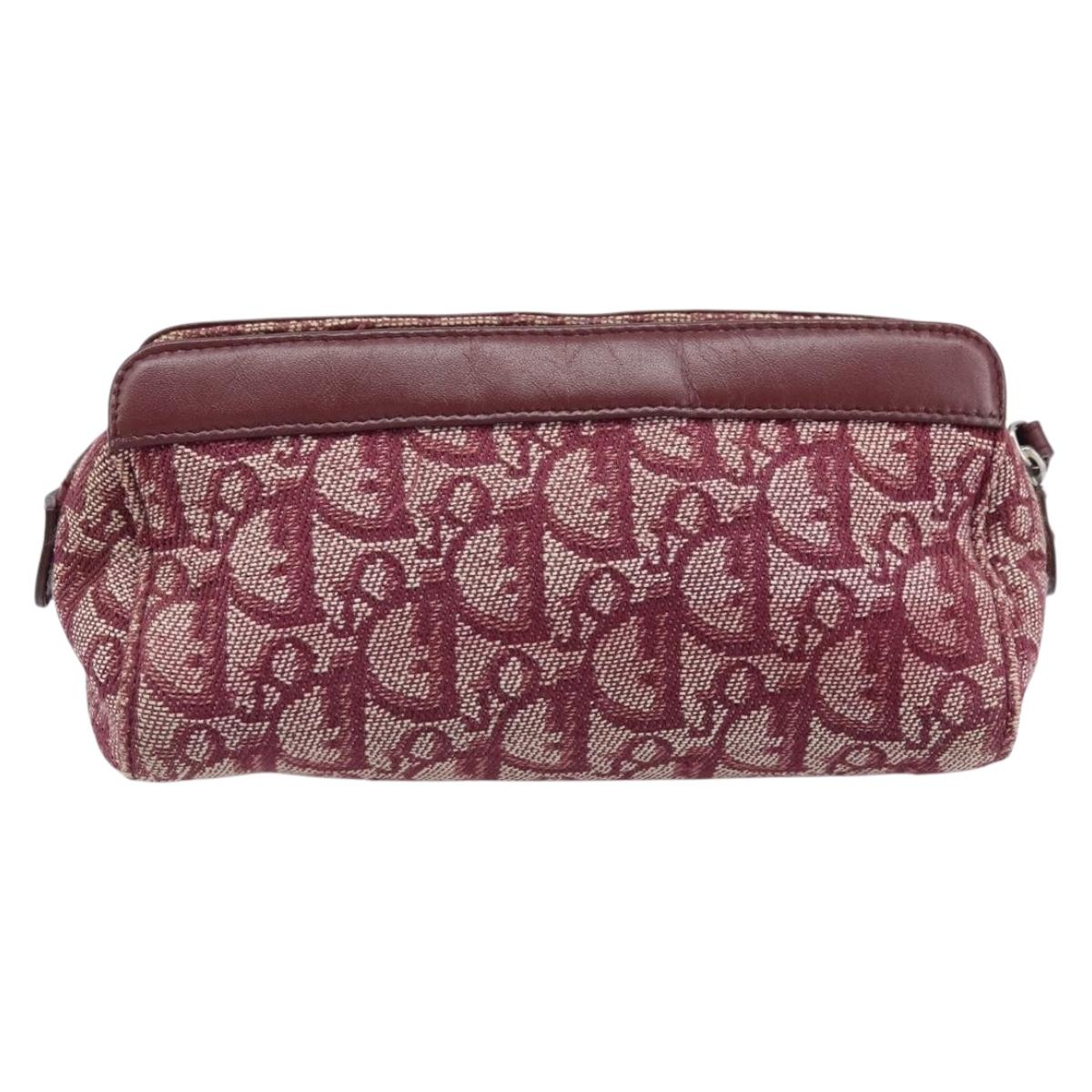 Christian Dior Trotter Canvas Pouch Red Silver Auth bs31473V