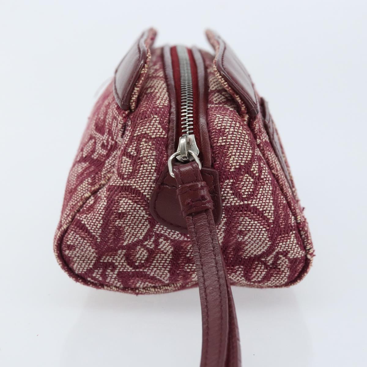 Christian Dior Trotter Canvas Pouch Red Silver Auth bs31473V