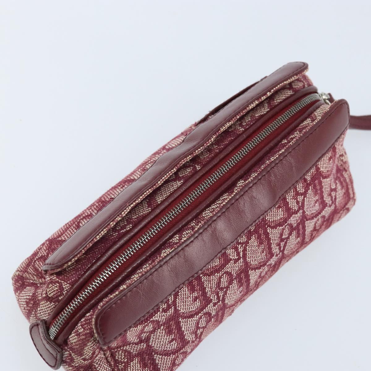 Christian Dior Trotter Canvas Pouch Red Silver Auth bs31473V