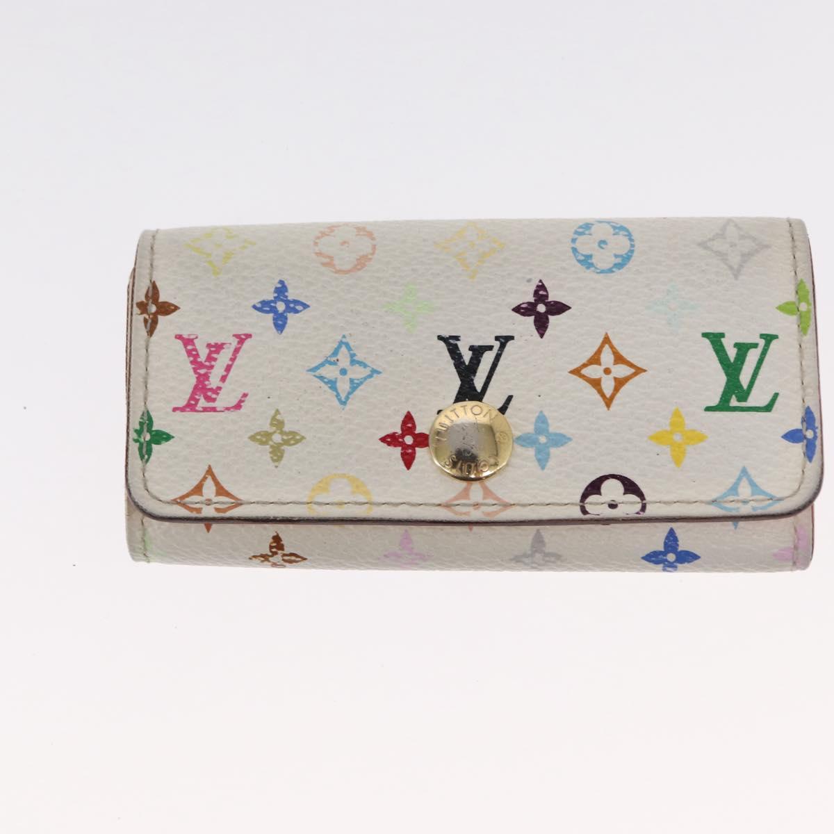 LOUIS VUITTON Monogram Multicolor Key Case 2 Set White LV Auth bs31475