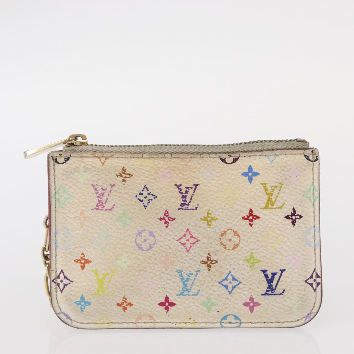 LOUIS VUITTON Monogram Multicolor Key Case 2 Set White LV Auth bs31475