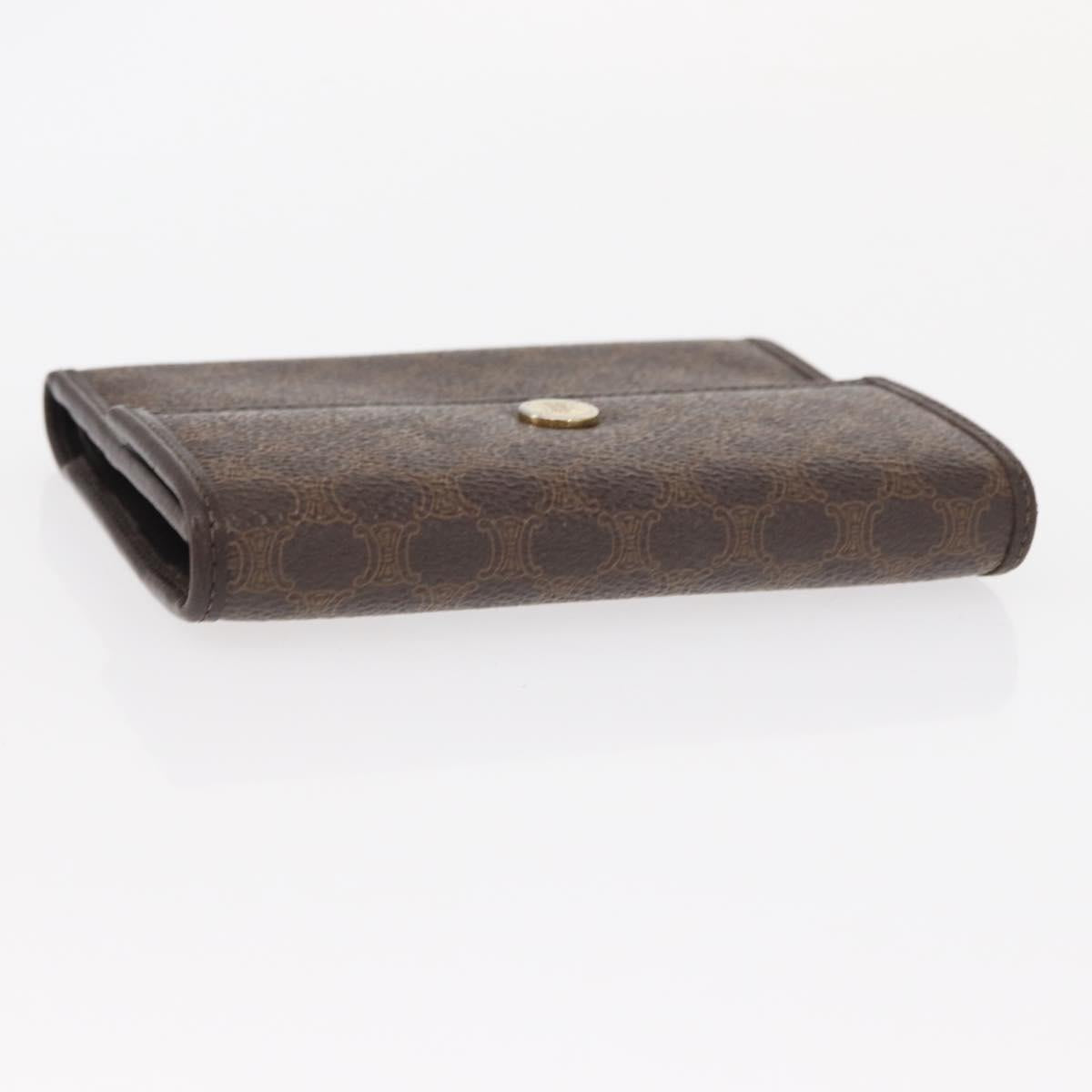 CELINE Macadam Canvas Wallet PVC Canvas 3 Set Brown Beige Auth bs31476