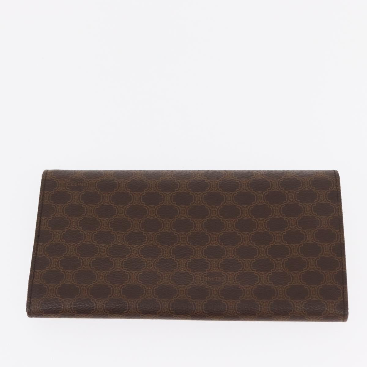 CELINE Macadam Canvas Wallet PVC Canvas 3 Set Brown Beige Auth bs31476