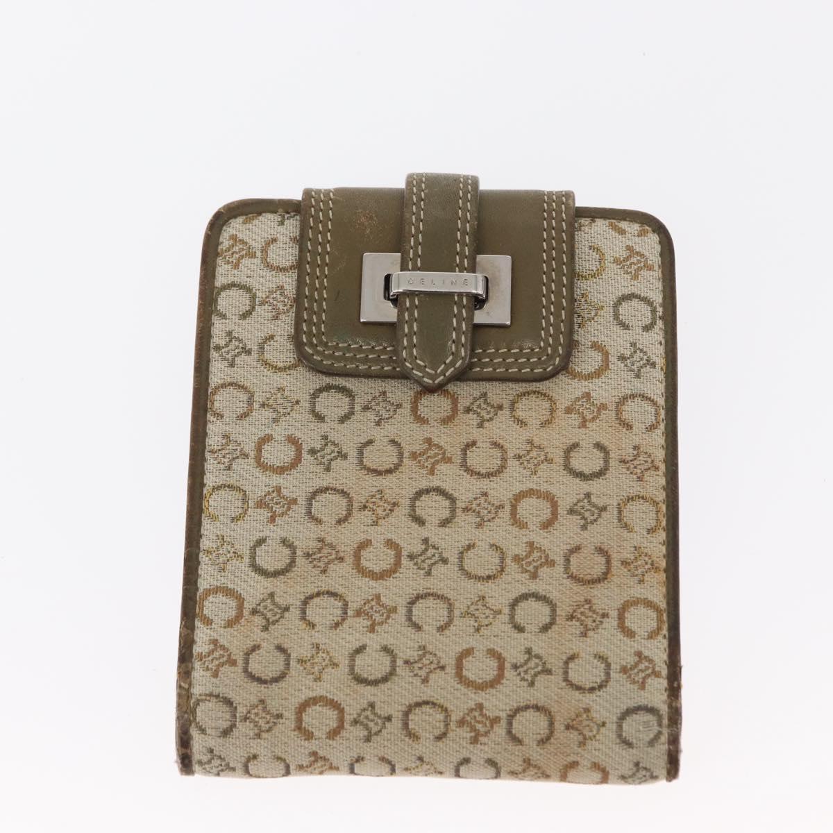 CELINE Macadam Canvas Wallet PVC Canvas 3 Set Brown Beige Auth bs31476