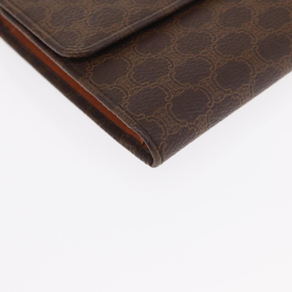 CELINE Macadam Canvas Wallet PVC Canvas 3 Set Brown Beige Auth bs31476