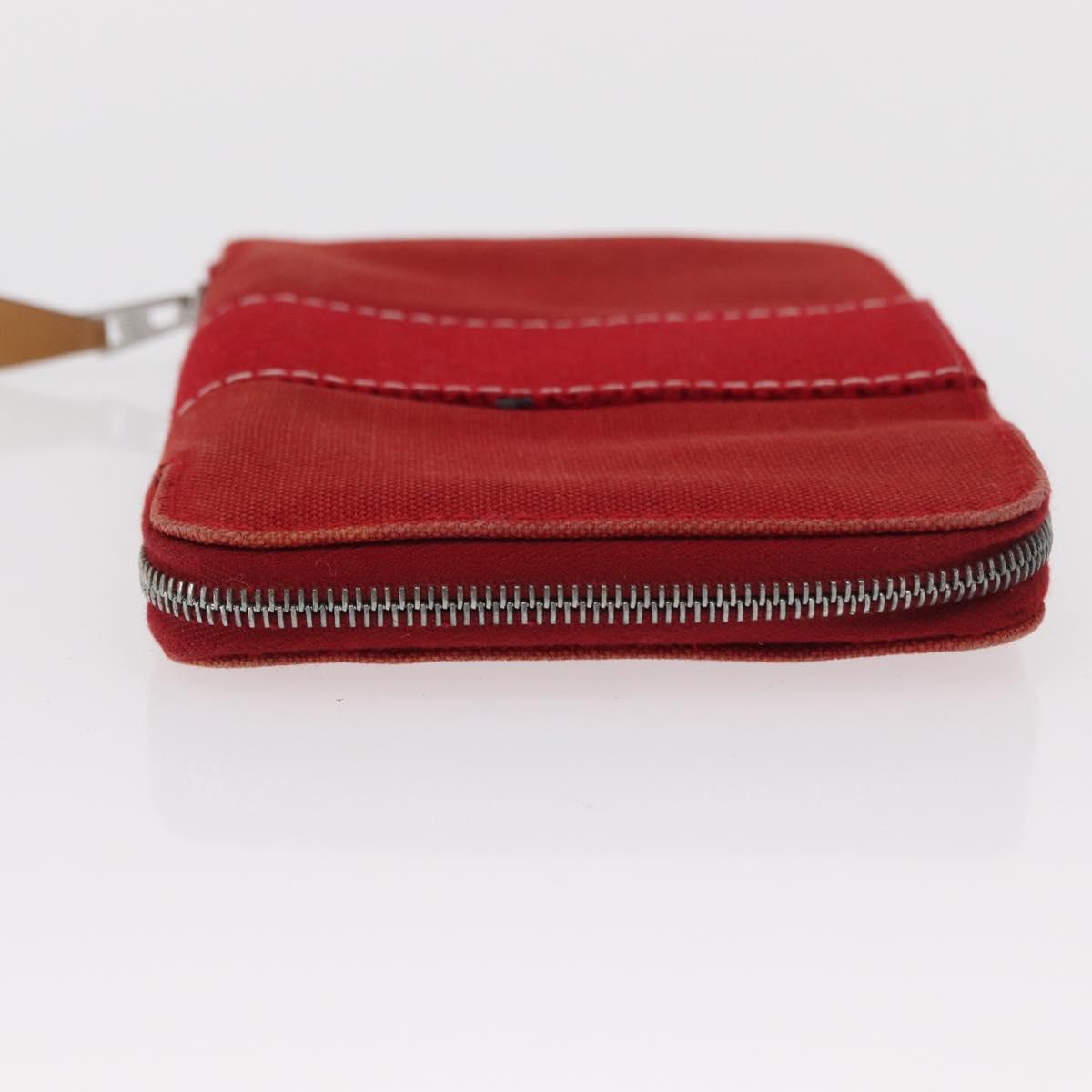 HERMES Wallet Canvas Leather 3 Set Brown Orange gray Auth bs31477