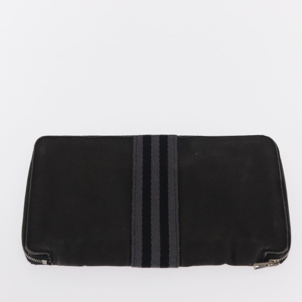 HERMES Wallet Canvas Leather 3 Set Brown Orange gray Auth bs31477