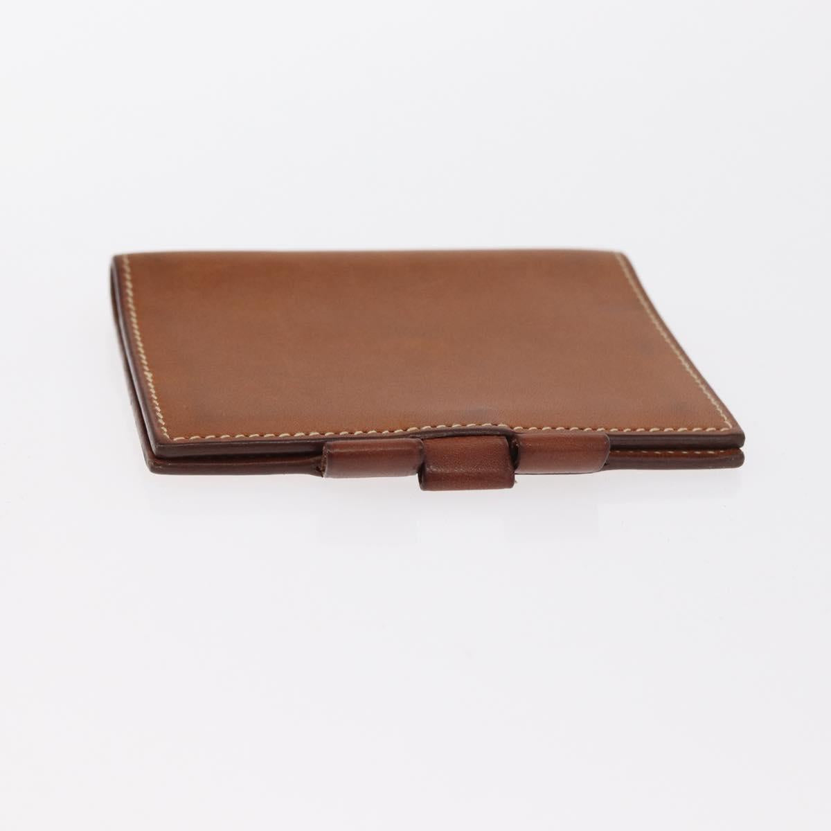 HERMES Wallet Canvas Leather 3 Set Brown Orange gray Auth bs31477