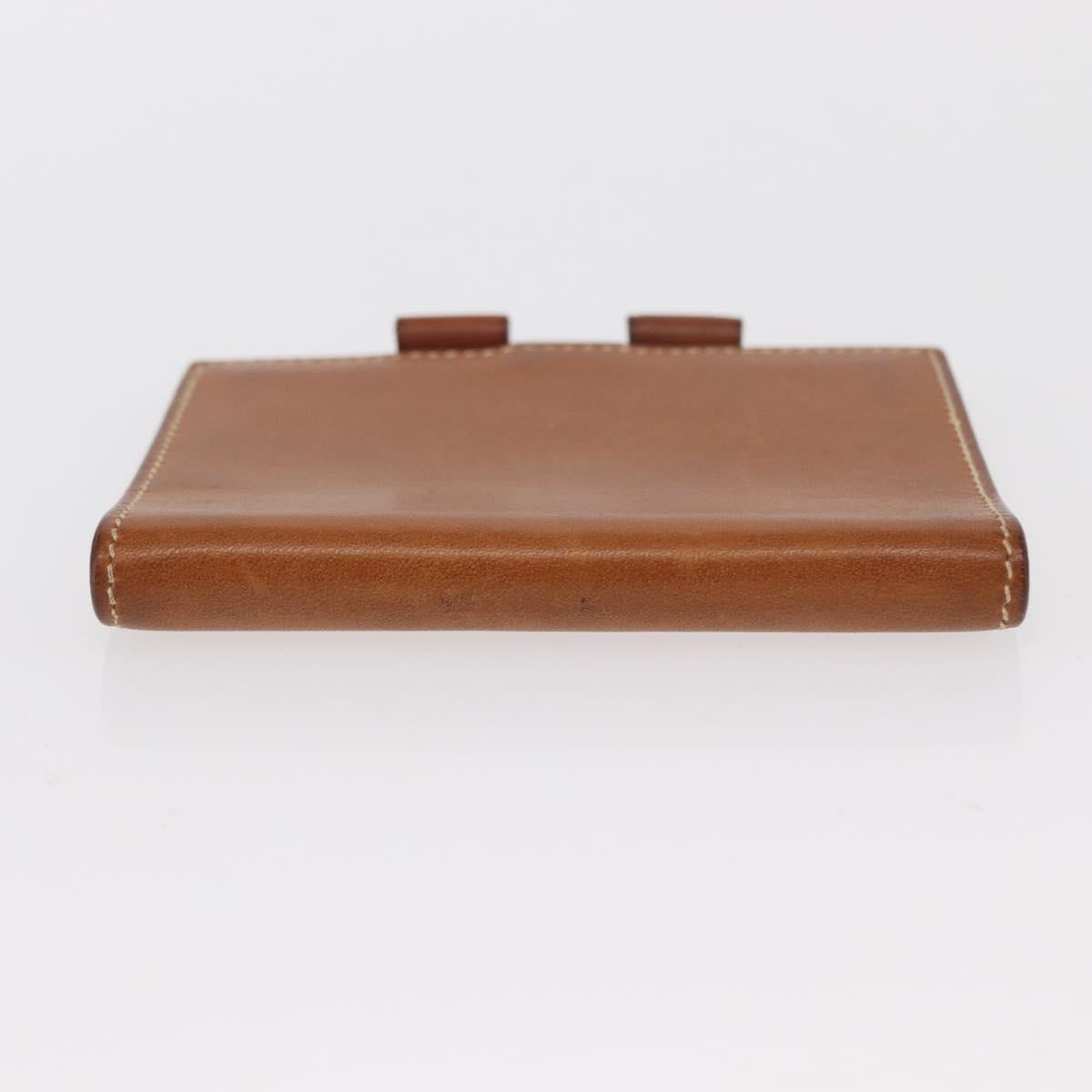 HERMES Wallet Canvas Leather 3 Set Brown Orange gray Auth bs31477