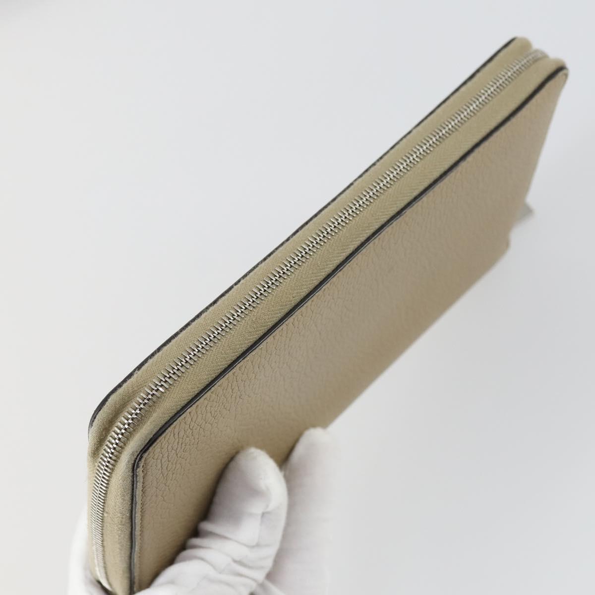 CELINE Wallet Leather 3 Set Gray Beige Auth bs31479