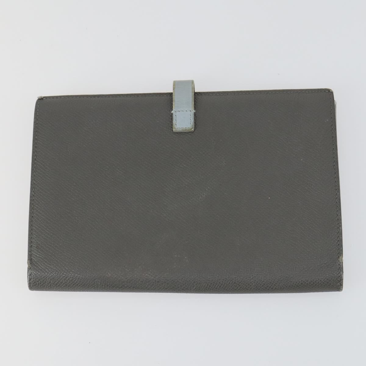 CELINE Wallet Leather 3 Set Gray Beige Auth bs31479