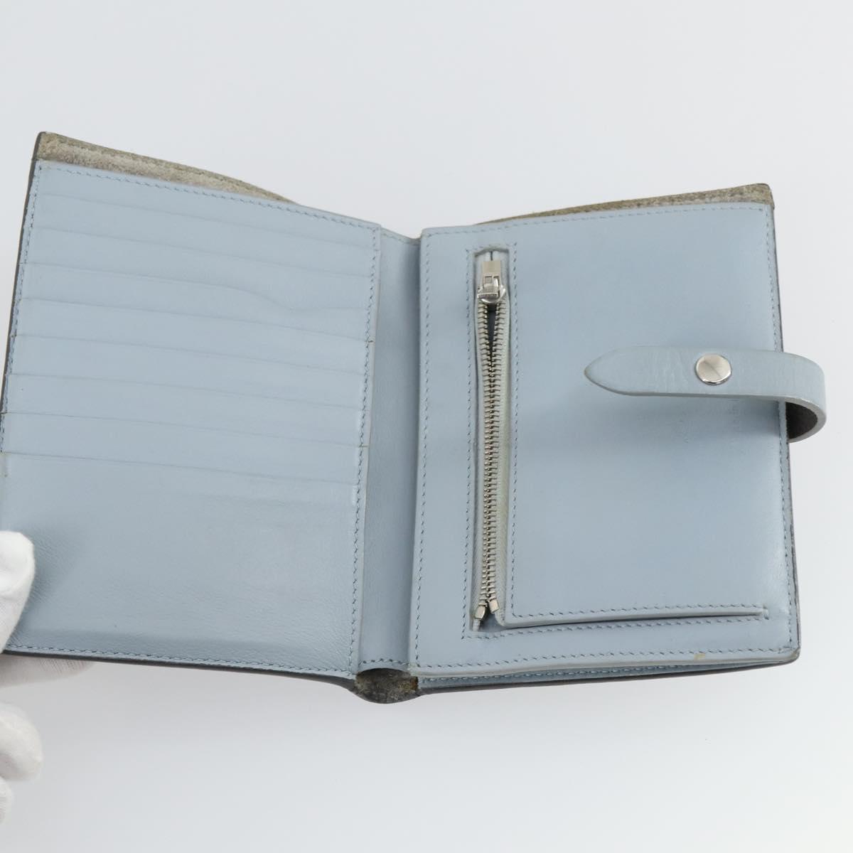 CELINE Wallet Leather 3 Set Gray Beige Auth bs31479