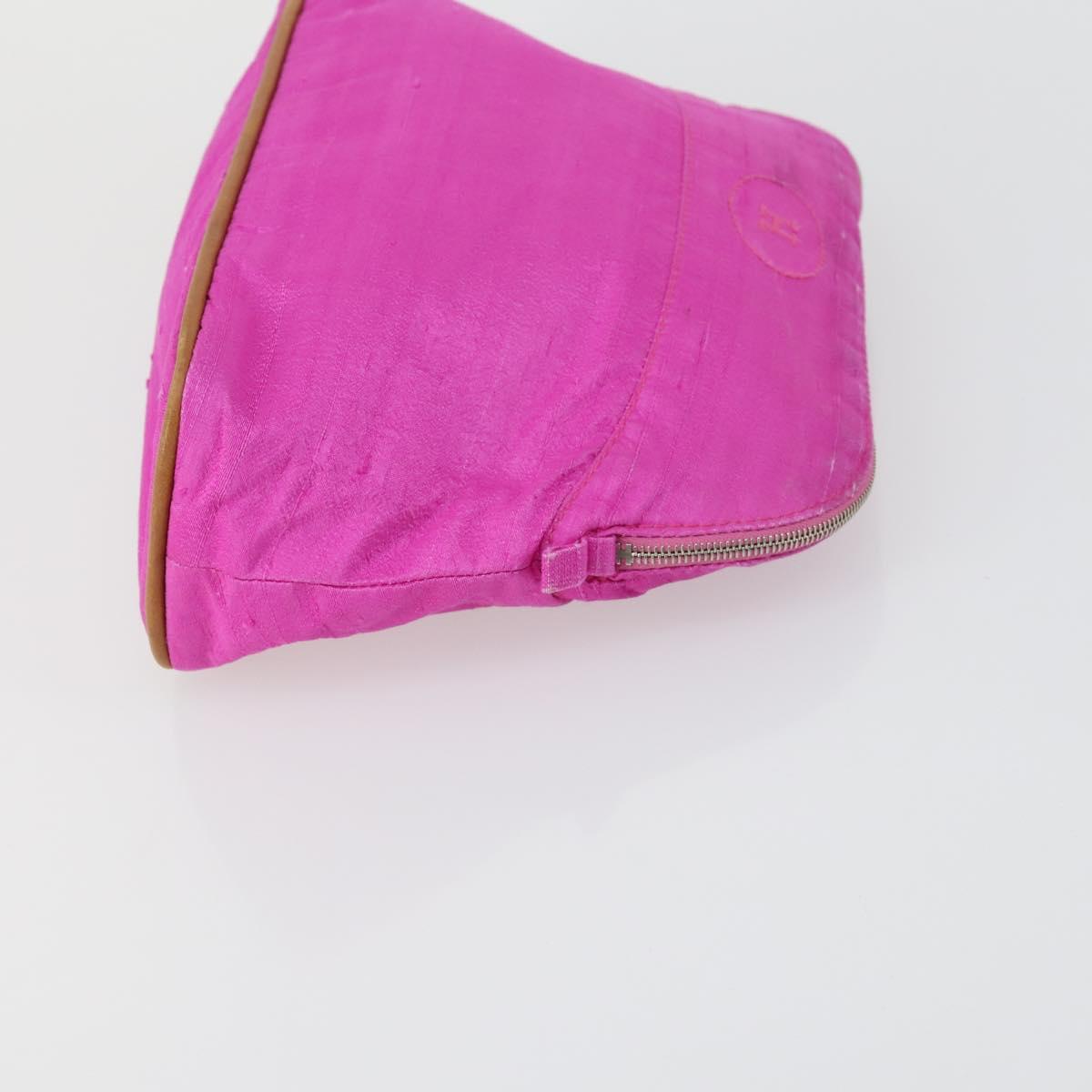 HERMES Pouch Canvas 3 Set Pink Black Brown Auth bs31480