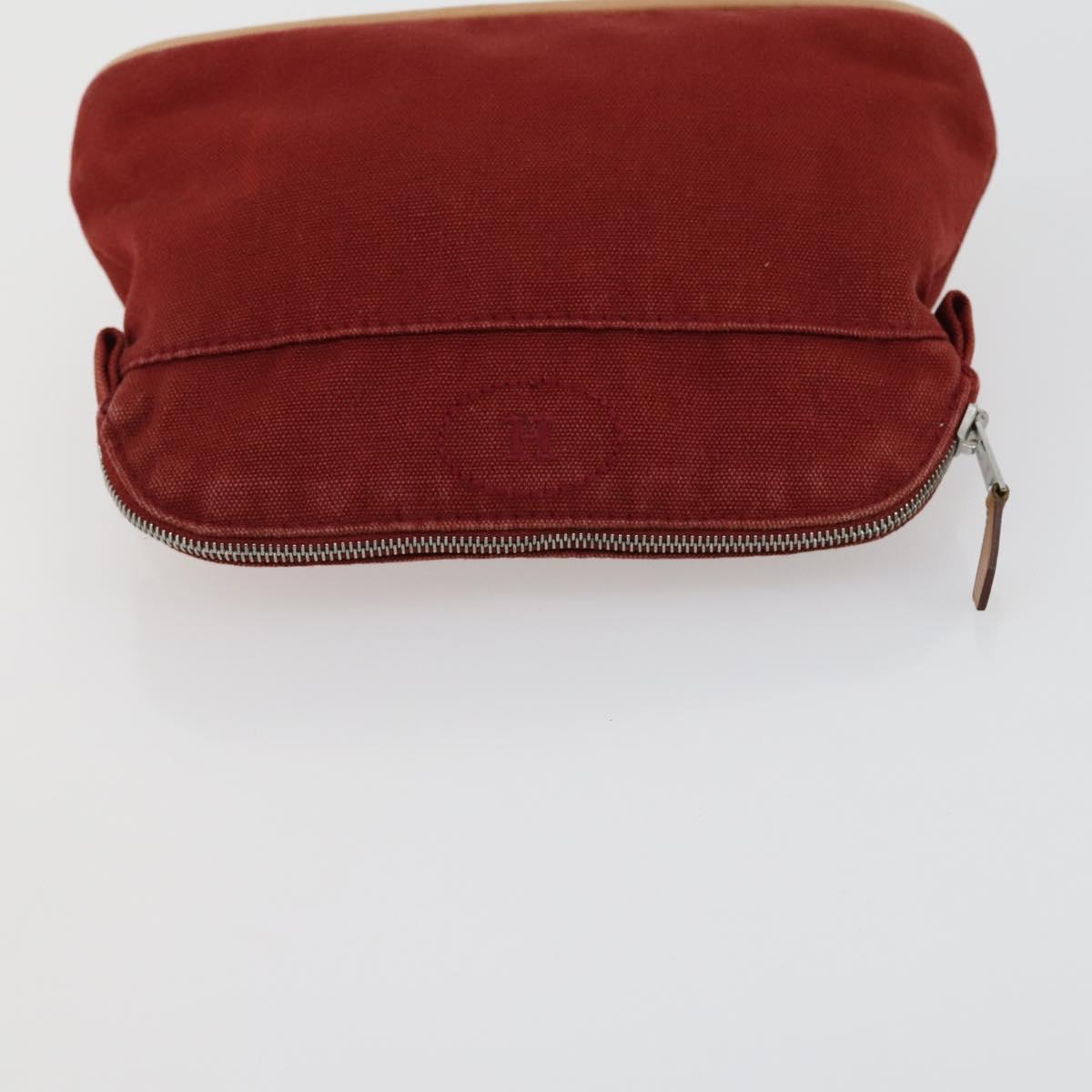 HERMES Pouch Canvas 3 Set Pink Black Brown Auth bs31480