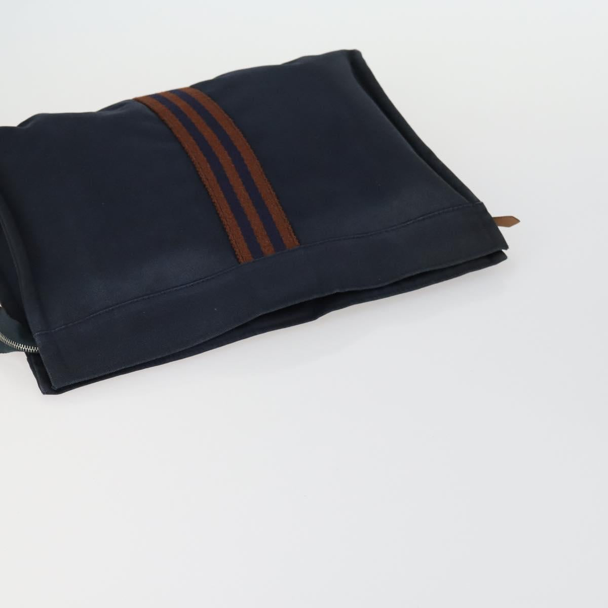 HERMES Pouch Canvas 3 Set Pink Black Brown Auth bs31480