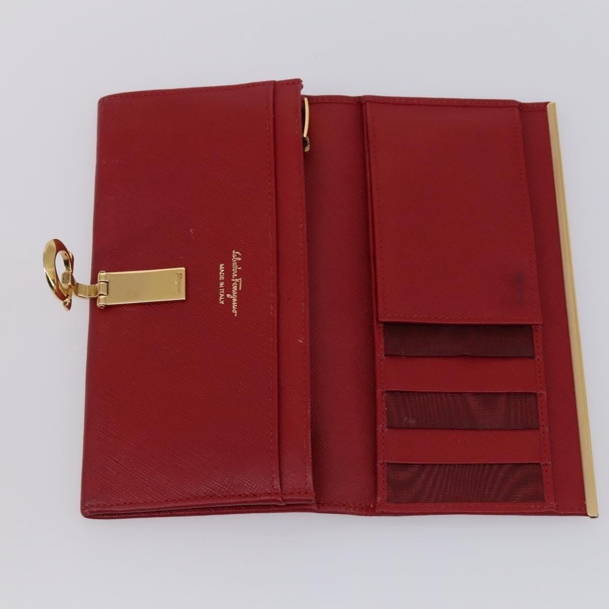 Salvatore Ferragamo Wallet Leather 6 Set Black Beige Red Auth bs31481