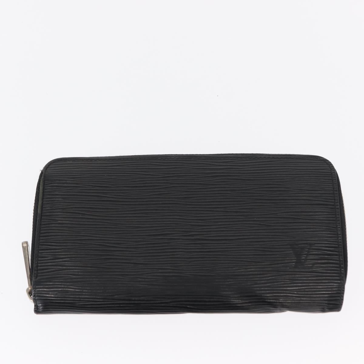 LOUIS VUITTON Epi Wallet Leather 2 Set Black LV Auth bs31483