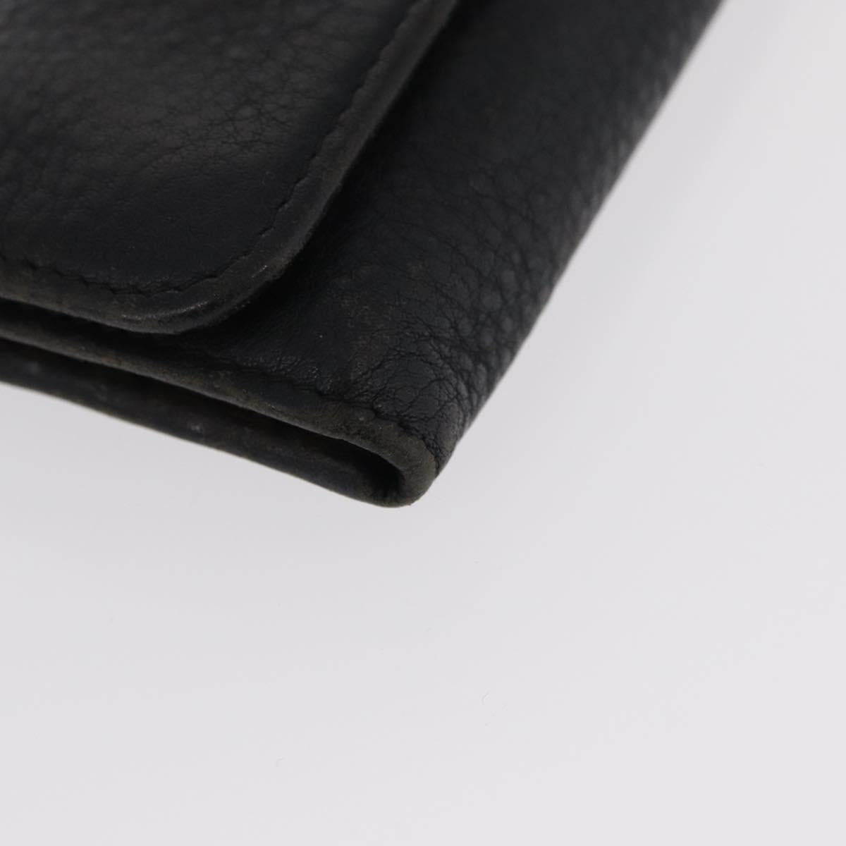 PRADA Key Case Leather 2 Set Beige Black Auth bs31485