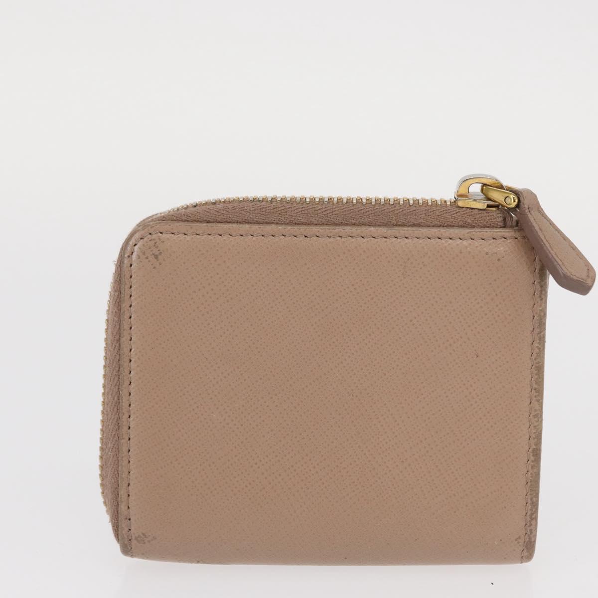 PRADA Key Case Leather 2 Set Beige Black Auth bs31485