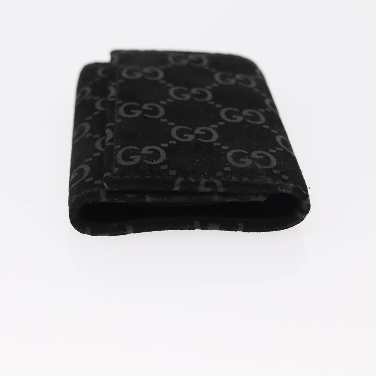 GUCCI GG Canvas Key Case Leather Suede 3 Set Black Pink Auth bs31486