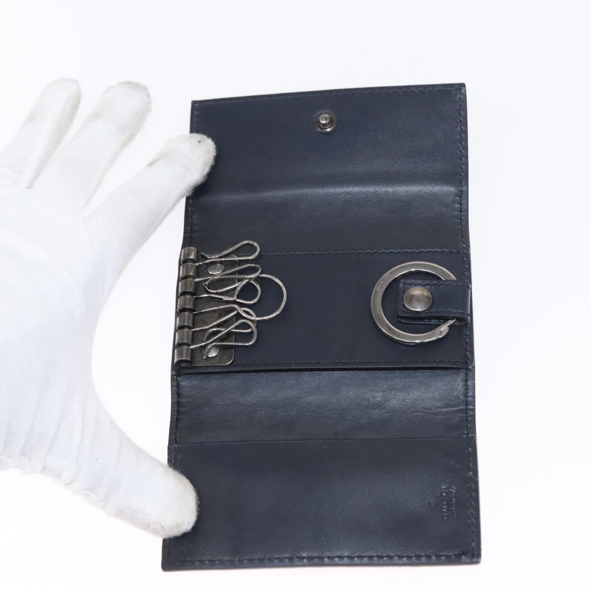 GUCCI GG Canvas Key Case Leather Suede 3 Set Black Pink Auth bs31486