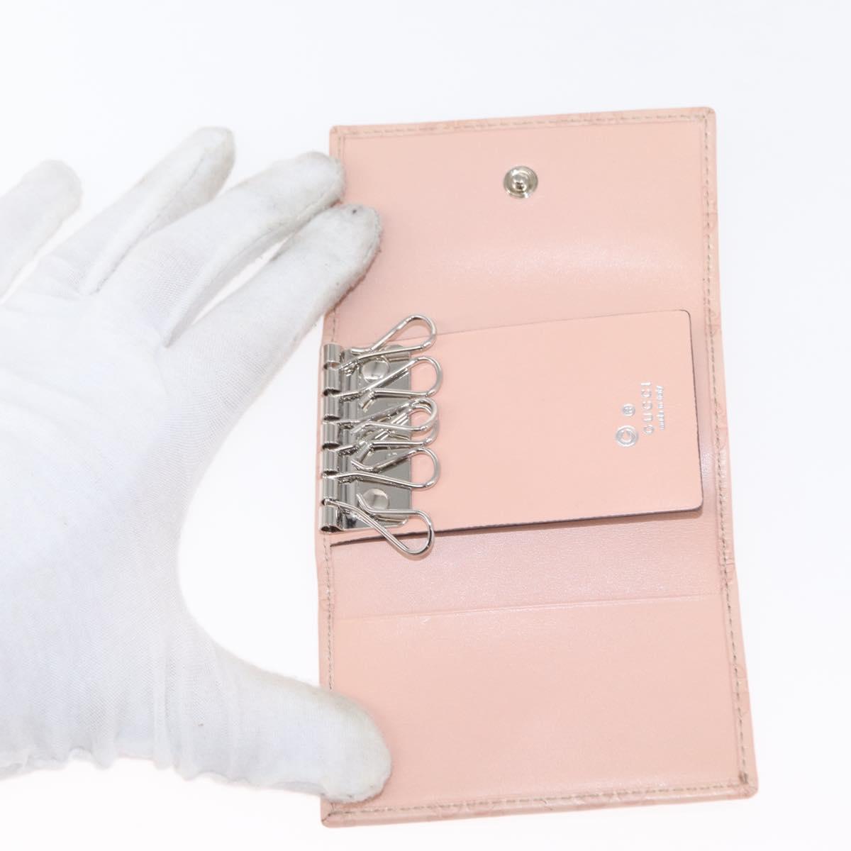 GUCCI GG Canvas Key Case Leather Suede 3 Set Black Pink Auth bs31486