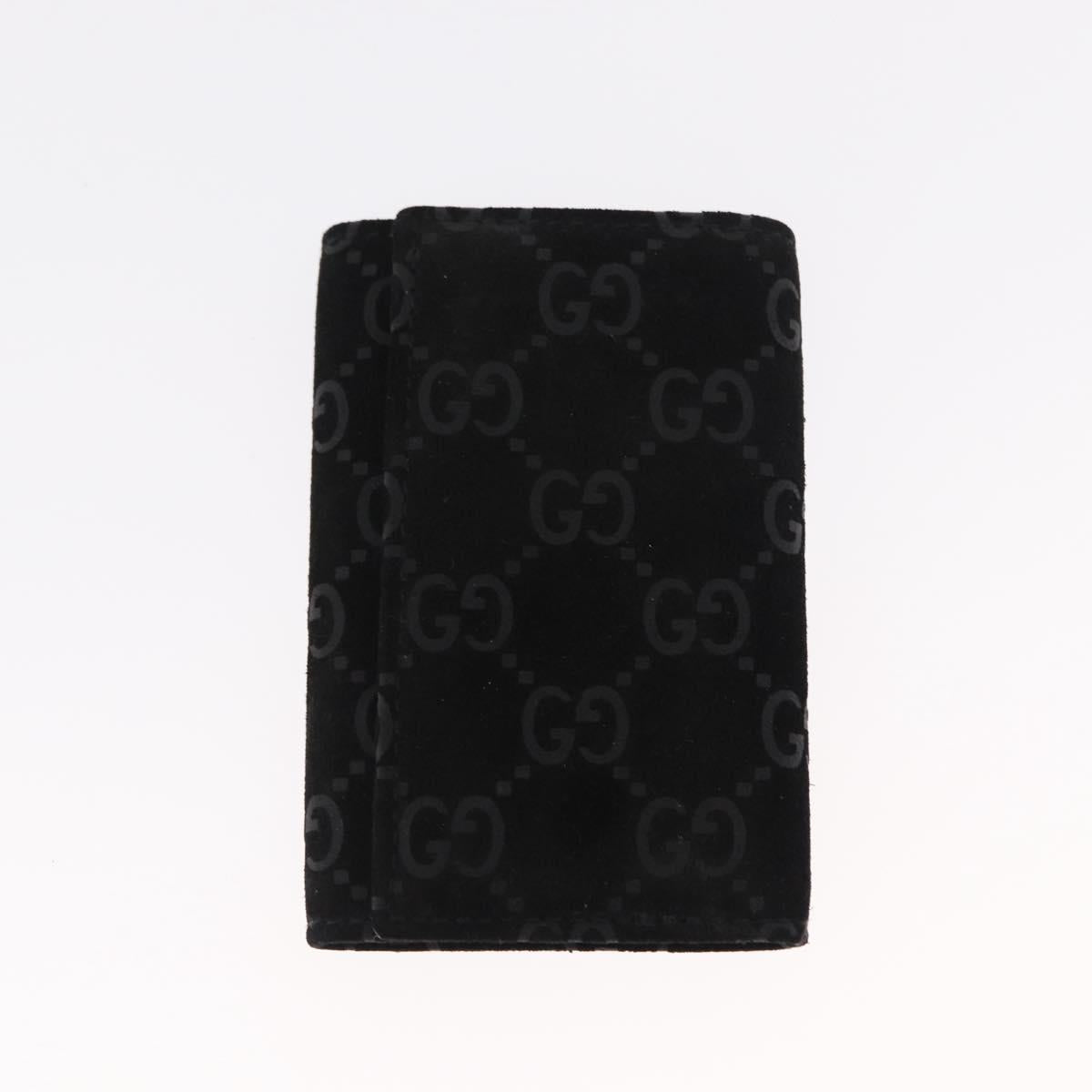 GUCCI GG Canvas Key Case Leather Suede 3 Set Black Pink Auth bs31486