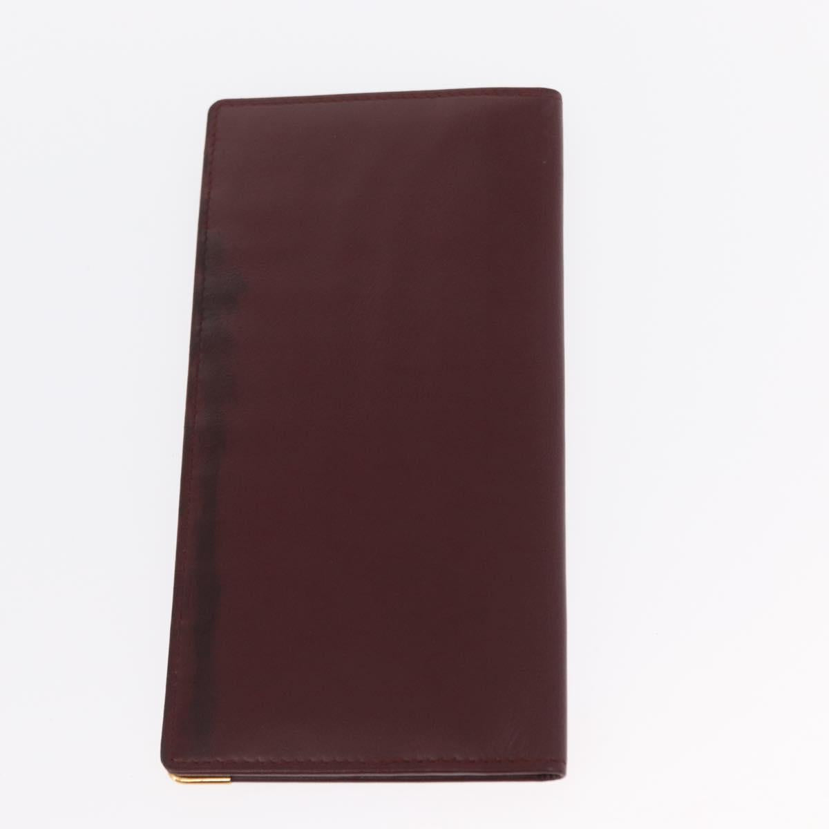 CARTIER Must Line Wallet Clutch Bag Leather 2 Set Bordeaux Gold Auth bs31487
