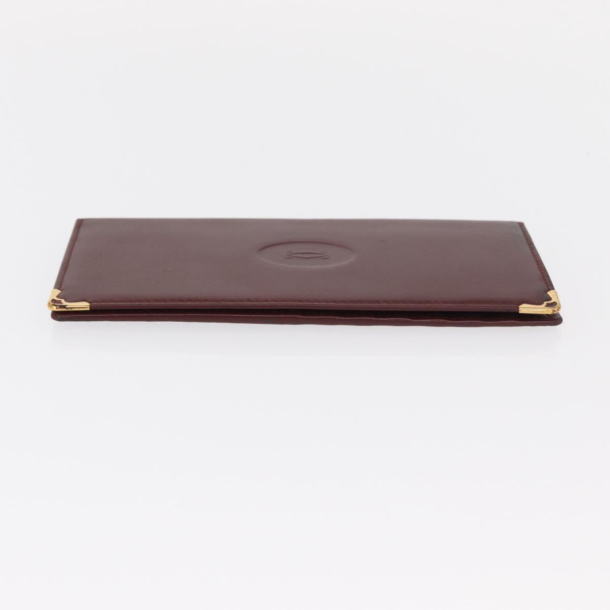 CARTIER Must Line Wallet Clutch Bag Leather 2 Set Bordeaux Gold Auth bs31487